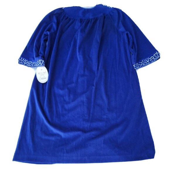 VTG USA Evelyn Pearson Dacran Blue Du Pont Caftan Robe Housecoat Women's Sz L - Picture 2 of 10